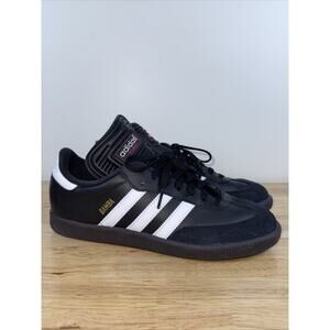 Adidas Samba Mens Sz 7.5 Shoes Black Leather Sneaker Soccer Casual Gym NEW